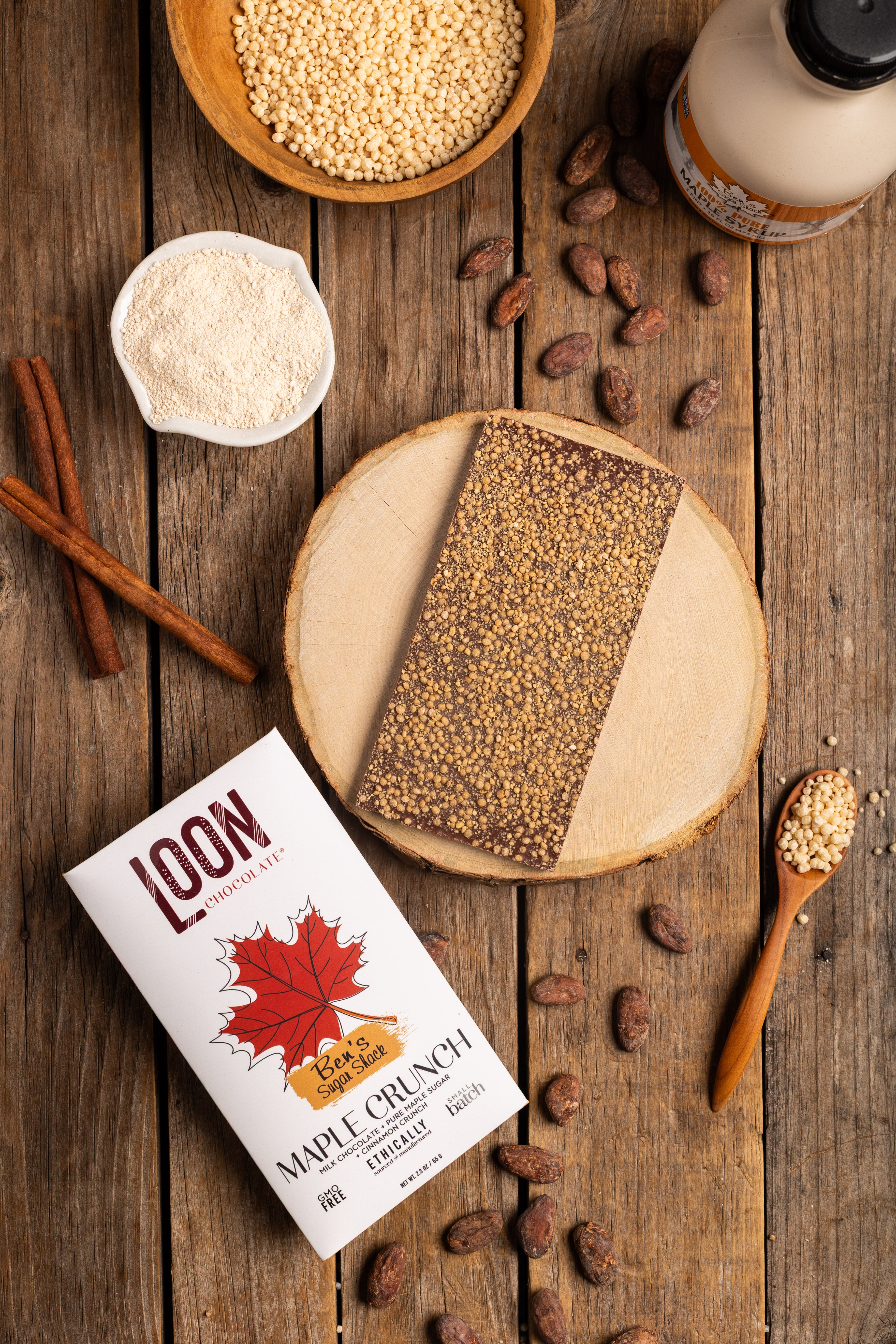 Maple Crunch – Milk Chocolate with Maple Sugar & Quinoa